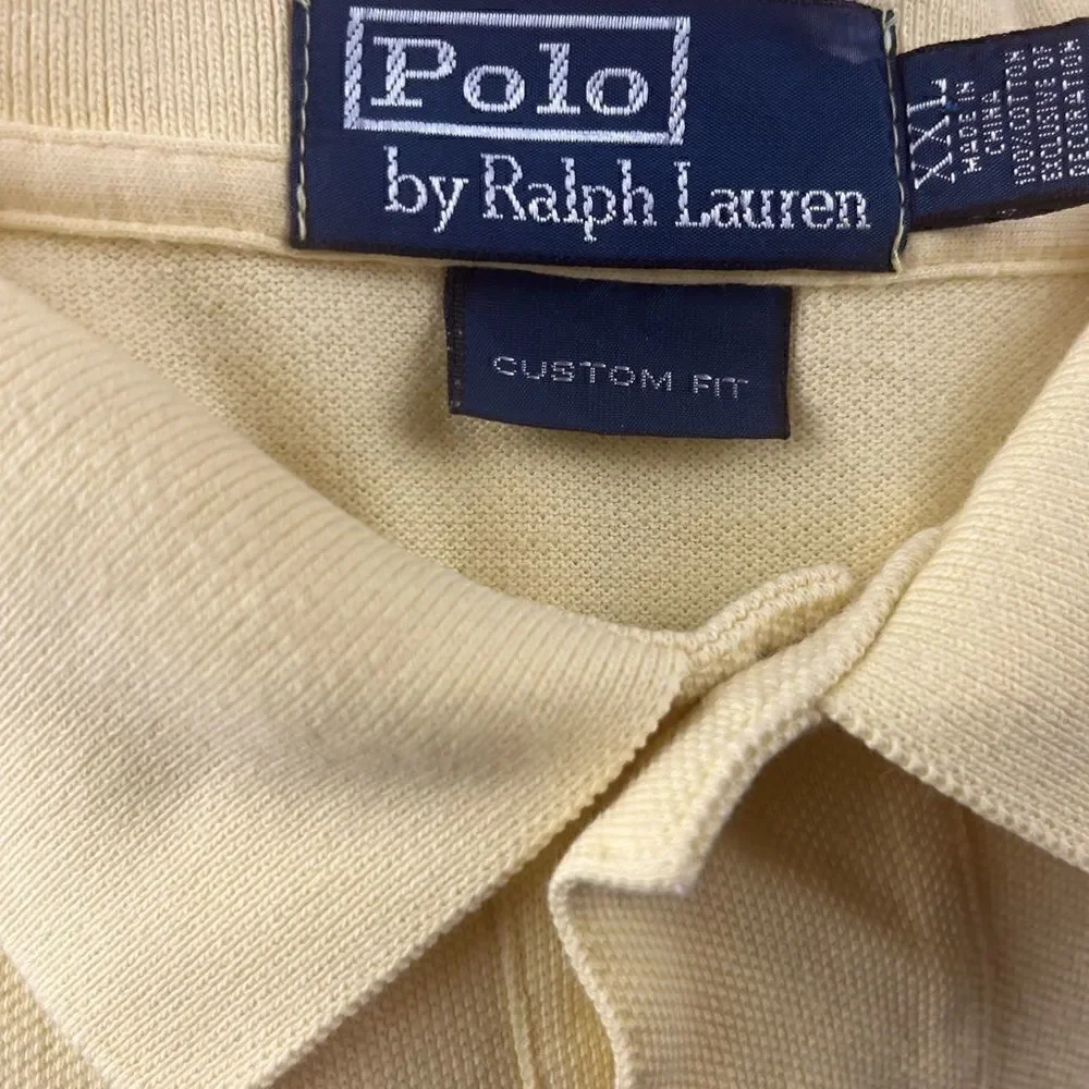Long Sleeved Yellow Polo by Ralph Lauren in Pre-Loved Condition Custom Fit XXL